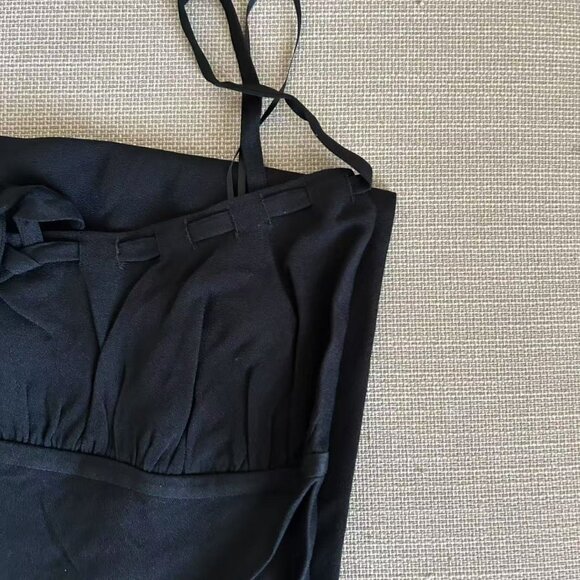 Reformation Camira Midi Dress Sz2 Black Noir Slip French Causal Party Cocktail - Picture 7 of 11